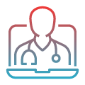 icon of a doctor in a laptop screen